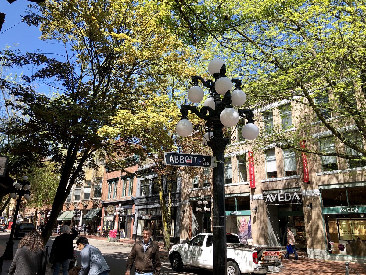  #Vancouver’s  @Gastown heritage neighbourhood rightly gets attention for its historic buildings & streets — but the wonderful mature street trees also contribute hugely to its special character, comfort & walkability.  #StreetsAreBetterWithTrees