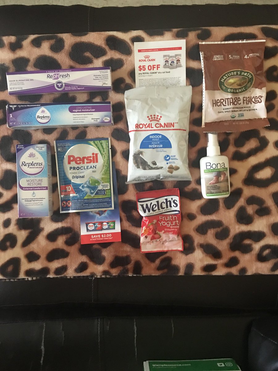 VS_Forever_PINK's tweet photo. Thanks @samplesource for these great #free samples for testing purposes & review π€© Best box yet (8) samples w/ (3) coupons @persilproclean @welchs #replensmoisturizer #rephresh @royalcaninus @bonafloorcare @naturespathorganic https://t.co/iSRR02KoBe
