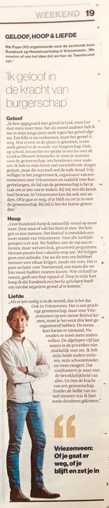 RikPape's tweet photo. Mocht je de @tubantia van vandaag hebben gemist... de achtergronden bij mijn nieuws van de komende week: @_Randrock! https://t.co/sxIJytYOyk
