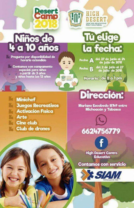cemhighdesert's tweet photo. Los esperamos #DesertCamp #Highdesert 2018 #Campamento #Verano #Niños #Diversión #Cuidado https://t.co/DMSY9X8aQU
