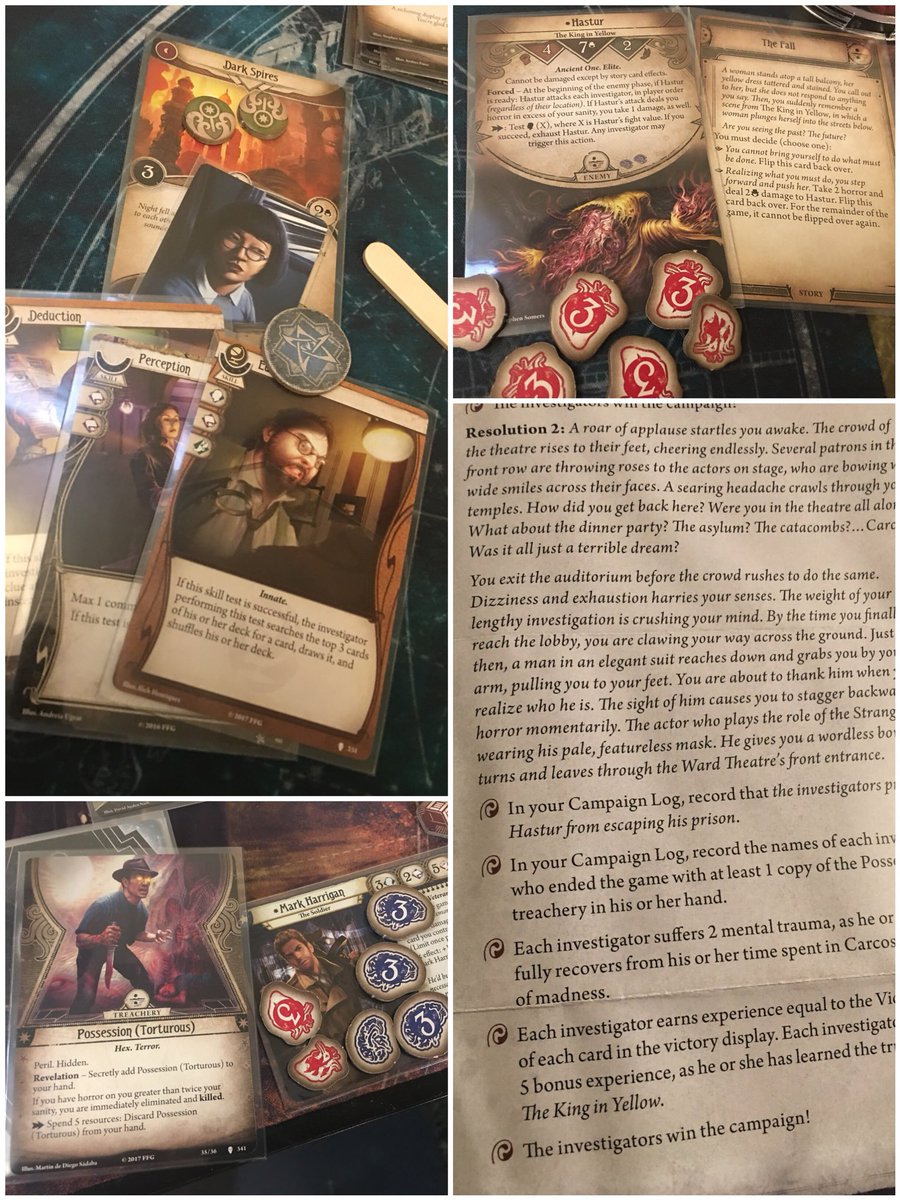 Nathan_Adam's tweet photo. Day 7, Part 2 of #CampaignInAWeek: Dim Carcosa
What a great finale! Loved the story locations! Loved the ever increasing horror! That run of the final five scenarios of this campaign are absolutely spectacular!
#ThePathToCarcosa
#ArkhamHorrorLCG
#FantasyFlightGames
@FFGames https://t.co/mEr7R5lCir