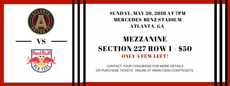 concierge_atl's tweet photo. It's futbol season and the Atlanta United are on fire! Get your tickets today for upcoming Atlanta United home games. Ask your concierge or purchase tickets online at https://t.co/RvmetWxeZ7 #atlantaunited #tickets #askcsoa https://t.co/laD74zytlW