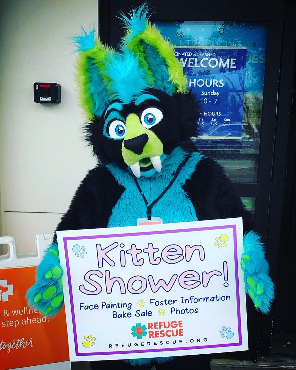 _Vikaber_'s tweet photo. I had the pleasure of helping a local animal rescue, Refuge Rescue today! Please adopt and don’t shop! Consider fostering a pet today!
#saberglo #furries #fursuiters #furryfandom #mascots #mascoting #kittens #cats #petsmart #animalrescue #catrescue #adoptdontshop https://t.co/HS425JThVQ