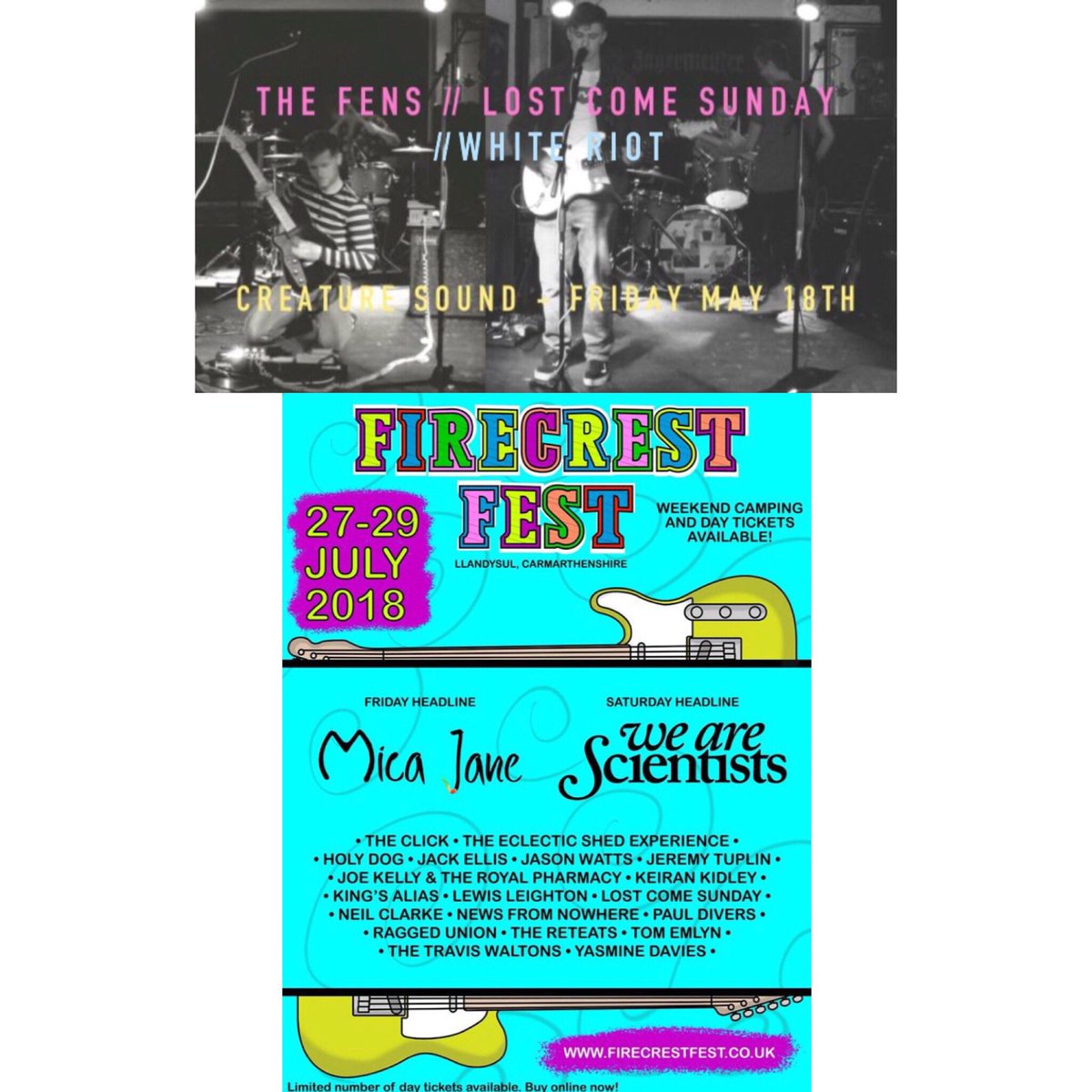 🚨GIGS ALERT🚨

We’ll be performing at Creature Sound, Swansea on May 18th! Also, we are absolutely delighted to announce that we’ll also be performing at the first ever Firecrest Festival in Llandysul! Update on the date will be revealed soon! We can’t wait 🤘🏼