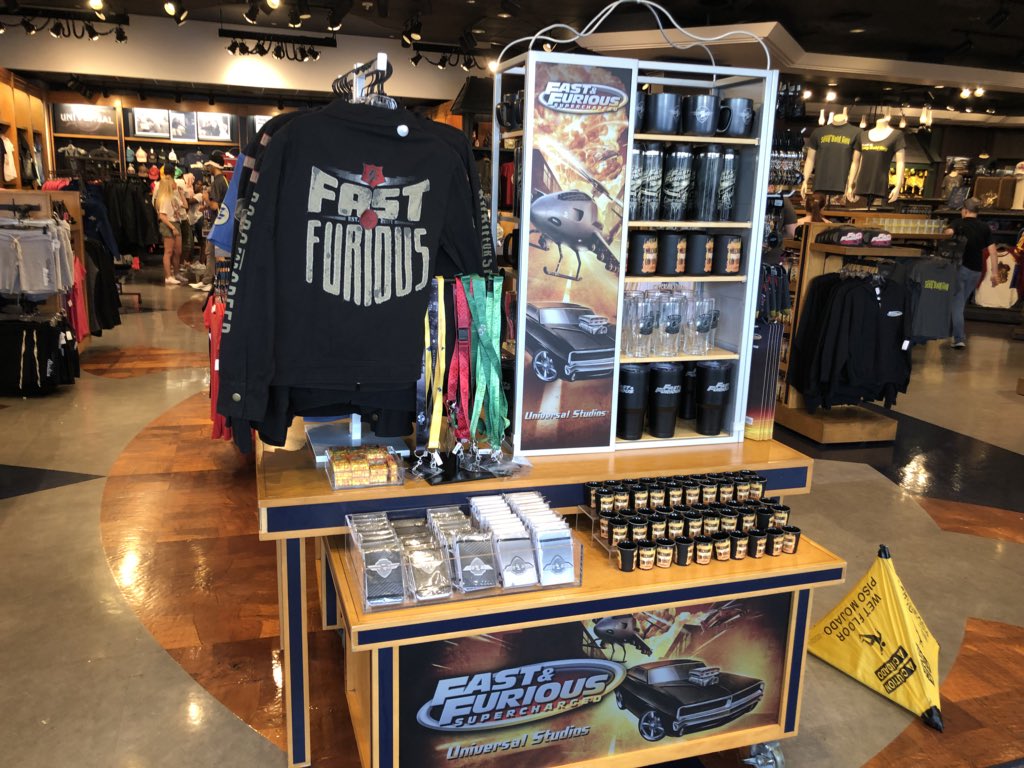 TouringPlans's tweet image. Displays of #FastFuriousRide merchandise in Universal Studios Store #USF