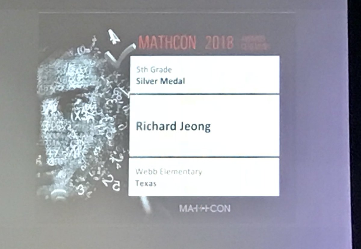 treyw97's tweet photo. YAYAYAYAYAYAYA Way to go Richard!!! @MathCON @mckinneyisd @McKinneygifted @KarlaSchumach #MathCON2018 #myMISD #MISDGT https://t.co/O9kb7Rtgdj
