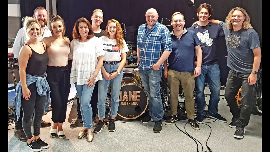 TheJaneMcDonald's tweet photo. Fab day rehearsing today with the @theJMDband https://t.co/1M47Y10AQq