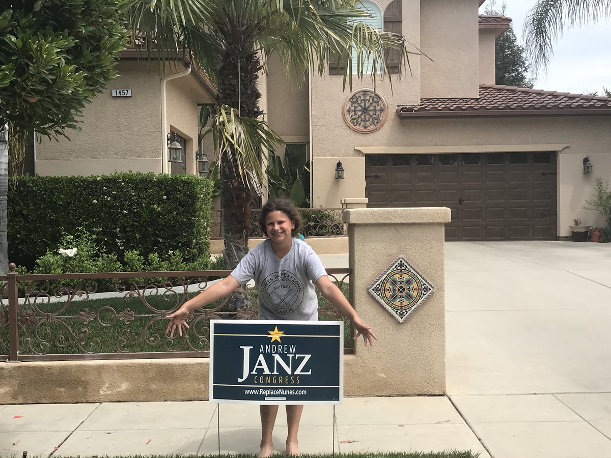 Pete_Denno's tweet photo. @JanzforCongress the Denno family is very proud to support you! If my daughter were old enough, she’d be voting for you too! #RemoveNunes #BlueWave #FlipItBlue2018 @billsaidwhat @ellewoodsruns @LAJenTweets https://t.co/CKecDFhRae