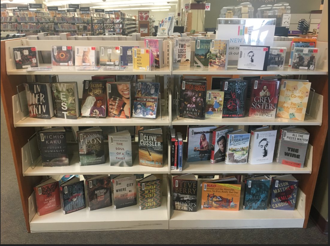 SG_Library's tweet image. Our new shelf is full of items that just want to be taken home by you our lovely patrons! #librarypatrons #newbooks #sgpl