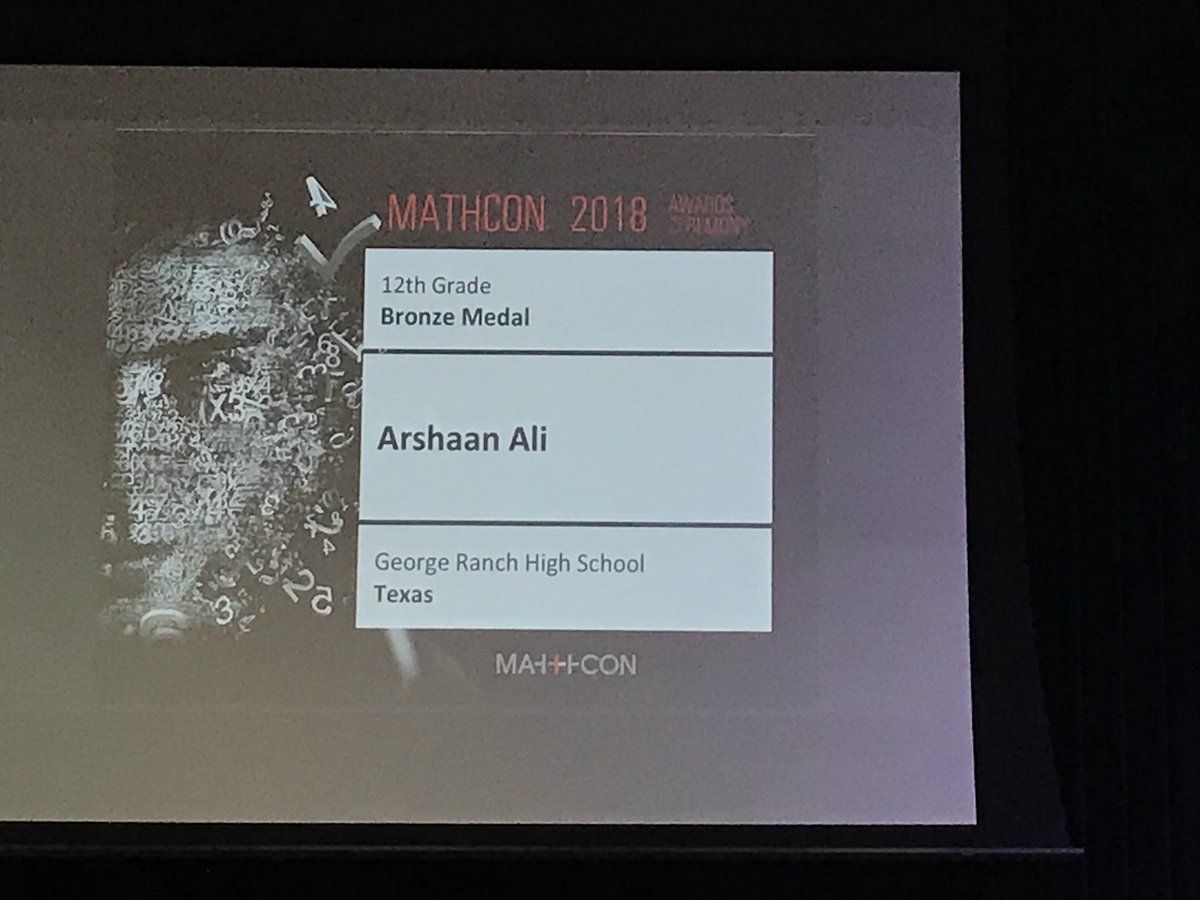 Millertime_GRHS's tweet image. Arshaan Ali brings home the Bronze Medal at MathCon 2018 in Chicago. Congrats Arshaan!  #MathCon2018 #LCISDMath #wwatr @GRHSNews @FredBlackGRHS