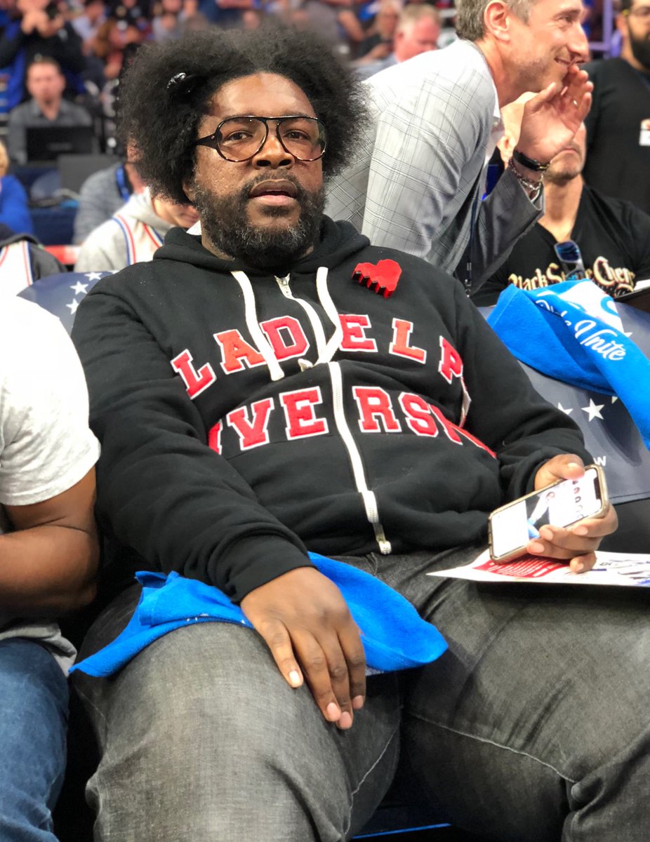 NBA's tweet photo. #NBACelebRow

@questlove in Philly for Game 3. https://t.co/ccnJWu6CQF