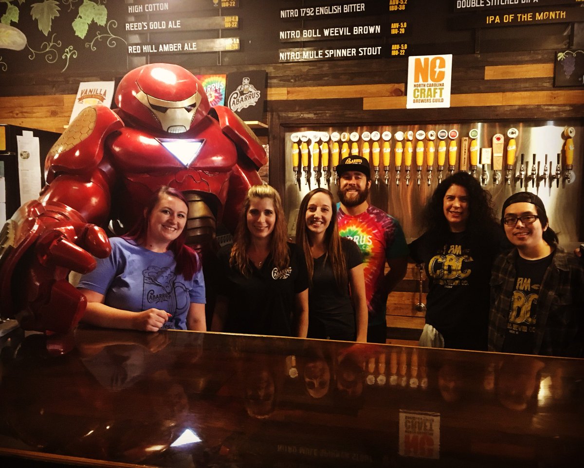 CabarrusBrewCo's tweet photo. Thanks to all the superheroes and super awesome people for hanging out with us today for #Concordmicrocon! Cheers to everyone! We can’t wait to hopefully do it again next year! #concordbeer #cabcobeer #cltbeer #ncbeer #concordnc #freecomicbookday #ironman #hulkbuster https://t.co/6K47neuW2a