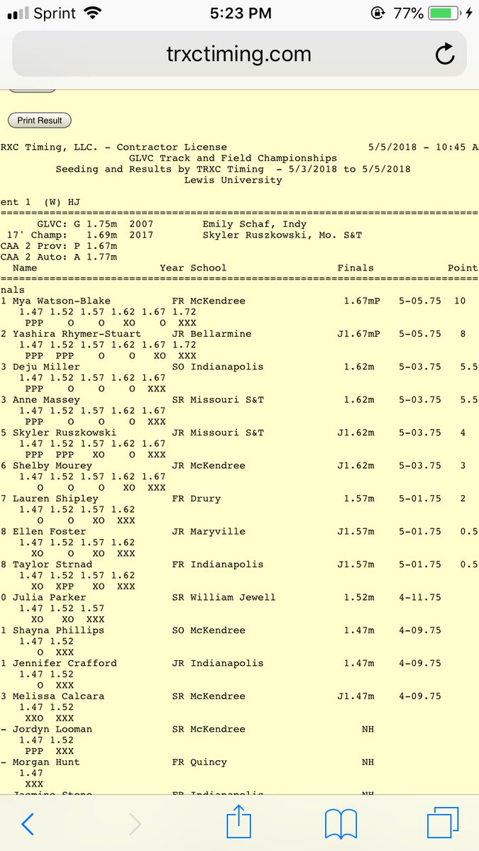 BUKnightsXCTF's tweet photo. Women’s High Jump: YaYa placed 2nd overall!! #BUTF #GLVCtrack https://t.co/EqbK8Dhe3A