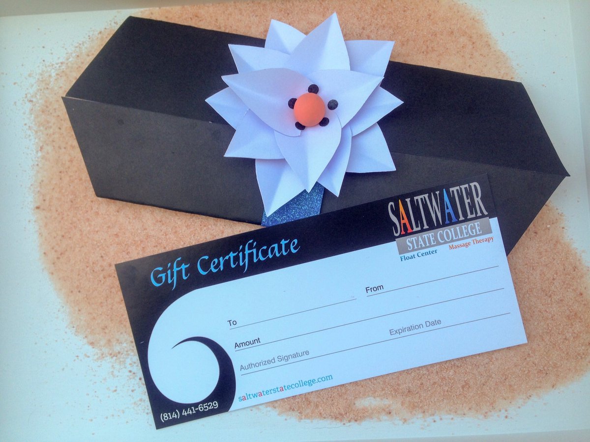 Mother's Day gift certificates will be available! Check out our Facebook for what times you can pick one up #saltwaterstatecollege #floating