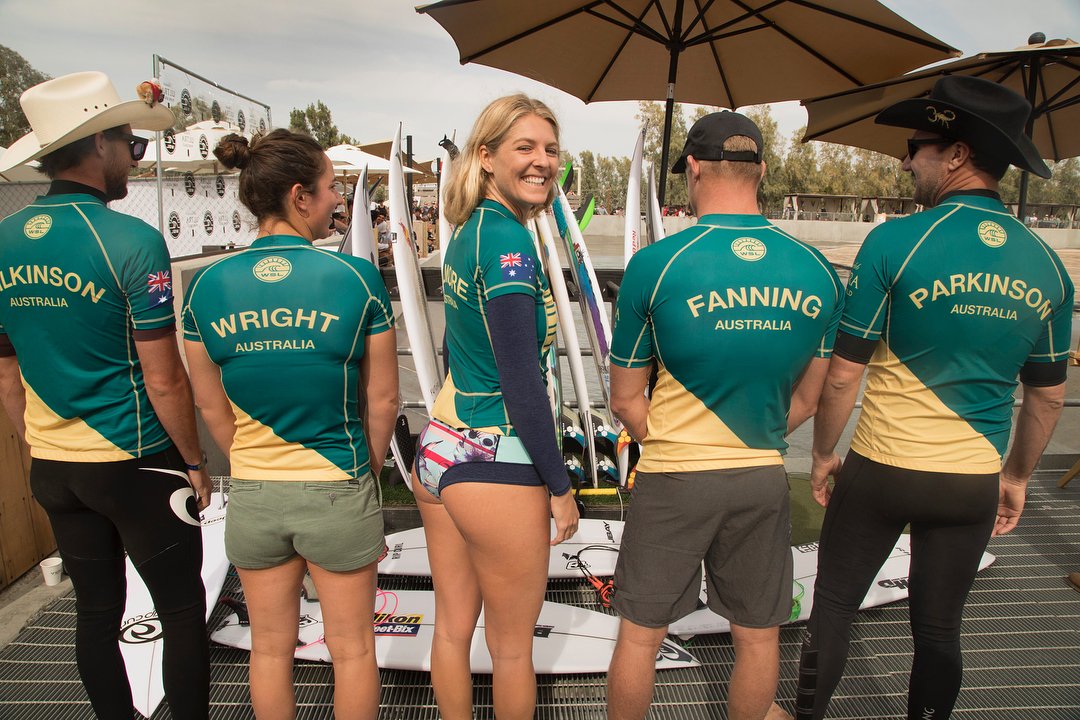 dhdsurf's tweet image. Team Australia up next at the @WSL #FoundersCup @Steph_Gilmore @mattwilko8 @Mick_Fanning #TylerWright #JoelParkinson @kswaveco