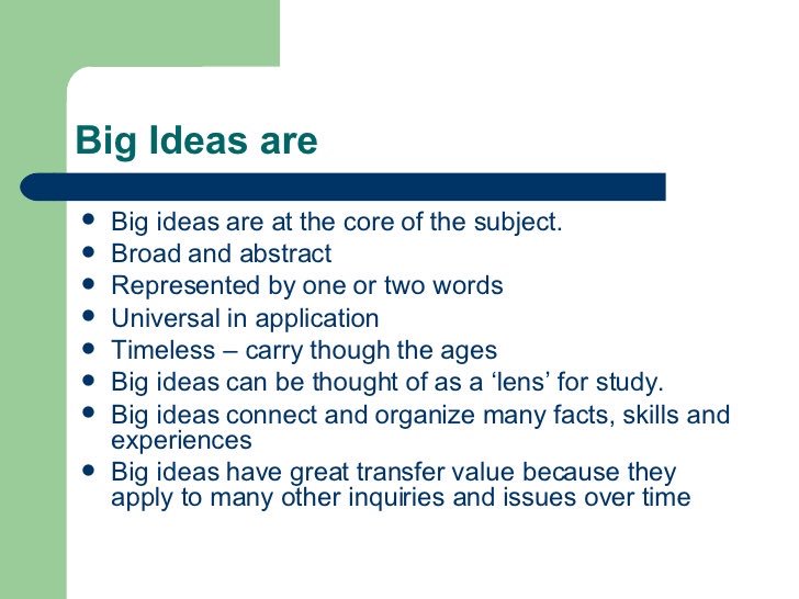 MissMallery_BV's tweet photo. @JoMcFadden448 A2 A big idea is very broad and abstract and usually just a few words. It is important because it helps students with a transfer of the information learned into all subjects. #UbD https://t.co/KcDMwBDcr5
