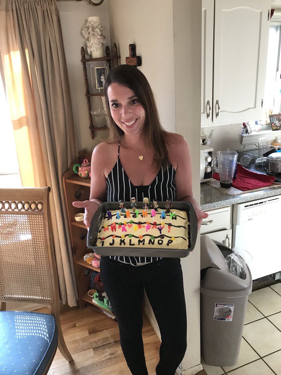 248_heather's tweet photo. I recently turned 40 and my 17 yr old daughter knows how much I love stranger things and made me this cake, plus all the presents. The sweatshirt is PRICELESS. #grewupinthe80’sbestbirthday @milliebbrown @FinnSkata @GatenM123 @calebmclaughlin @noah_schnapp @hawkins_things https://t.co/qpbulOKHdt