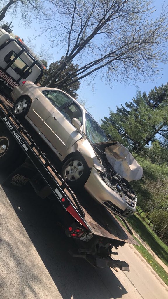 __Dhaliwal__'s tweet photo. wear your seatbelts guys, very fortunate to be alive. Yes the golden car is mine. https://t.co/ZoSfCEtcgo
