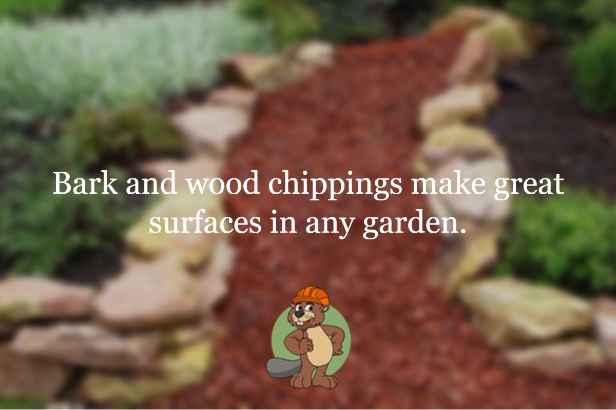Bark and wood chippings make great surfaces in any garden.