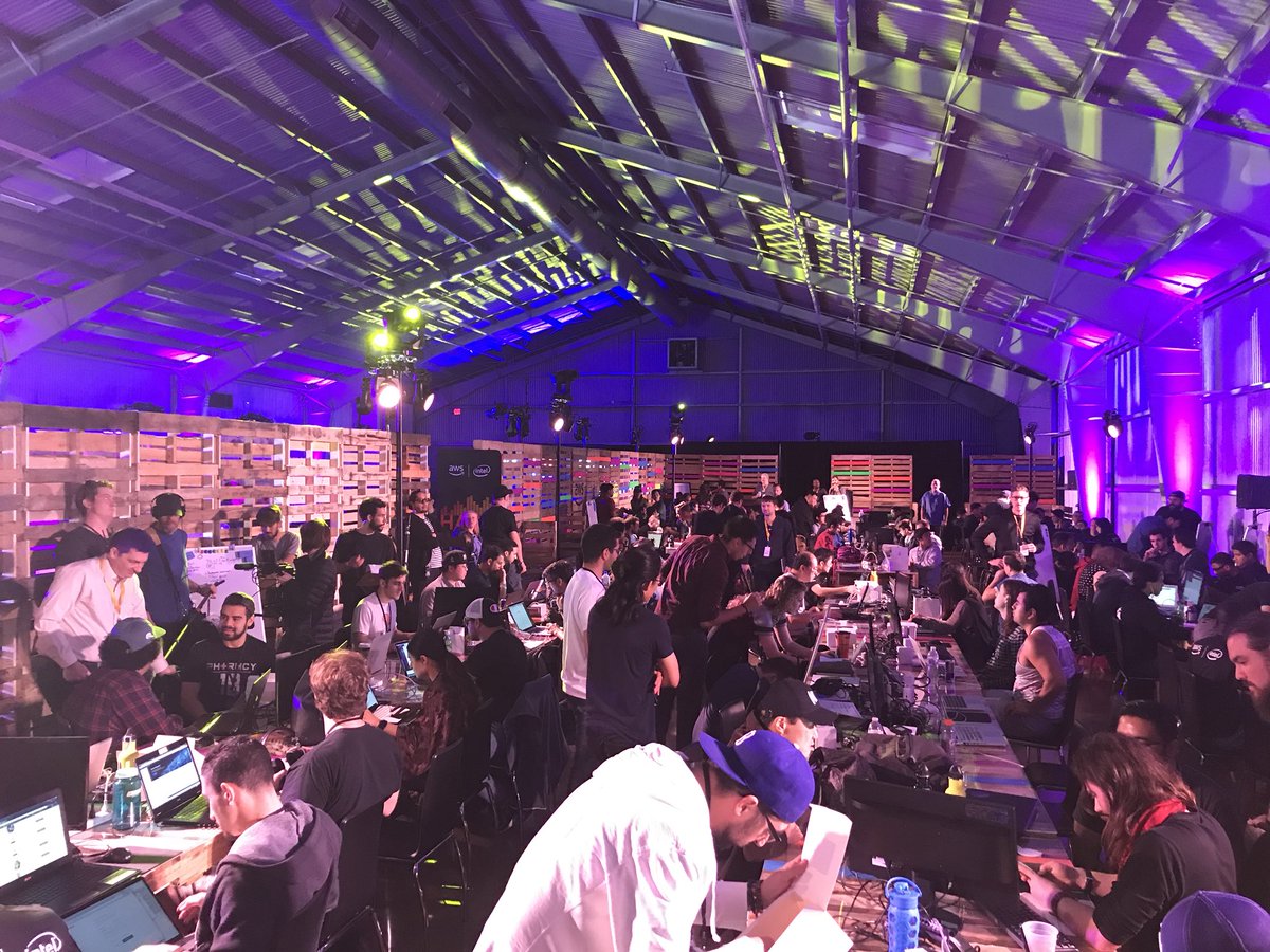 cgparrott's tweet photo. 6 hours in, 30 to go. Hack on!  #HackTillDawn @awscloud @intelai https://t.co/zZjNsUeQ5I