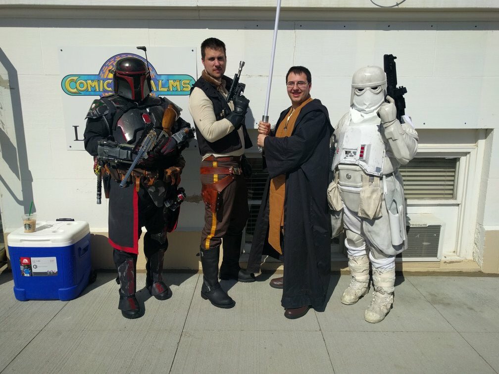All four Costume Clubs represented at Free Comic Book Day in Bismarck.  <a href="/OyubaatClan/">Oyu’baat Clan</a>, <a href="/WampaHunterSqd/">Wampa Hunter Squad</a> , <a href="/rebellegion/">The Rebel Legion</a> , <a href="/TheDarkEmpire/">The Dark Empire</a>