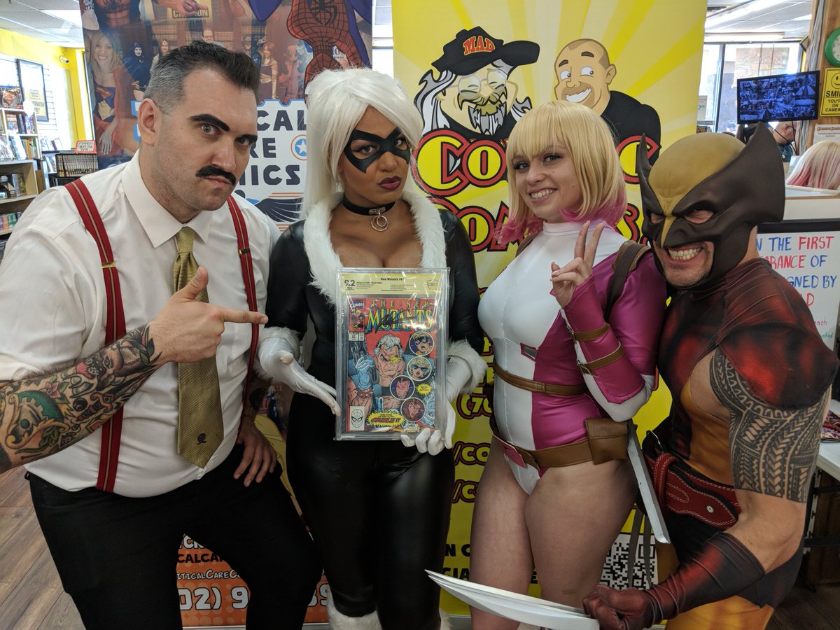 CosmicComicsLV's tweet photo. There's only 30 minutes left until we raffle off #TheNewMutants #87 (Cable's first appearance) signed by @robertliefeld to benefit @CriticalCareComics! Hurry on down for your chance to win! #FCBD #FCBD2018 #FreeComicBookDay #FreeComicBookDay2018 #cosplay #charity https://t.co/thhl8l1fBg