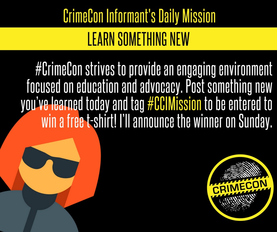 CrimeCon's tweet photo. Have you completed your #CCIMission today? #crimecon https://t.co/skBLSH3S5A