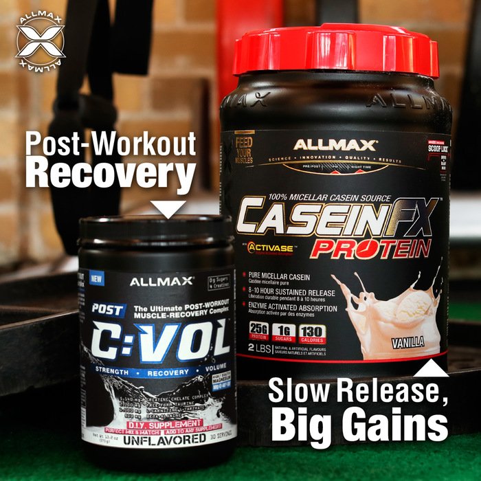 ALLMAX's tweet photo. Are the workouts you put in robbing you of your gains? 8 to 10 hours of zero protein can potentially stall your progress. 
That is where #CASEINFX comes in - a #proteinpowder sourced from only the Purest 100% Micellar Casein. #CVOL will also help to build those #gains faster! https://t.co/cgrf6TktjQ