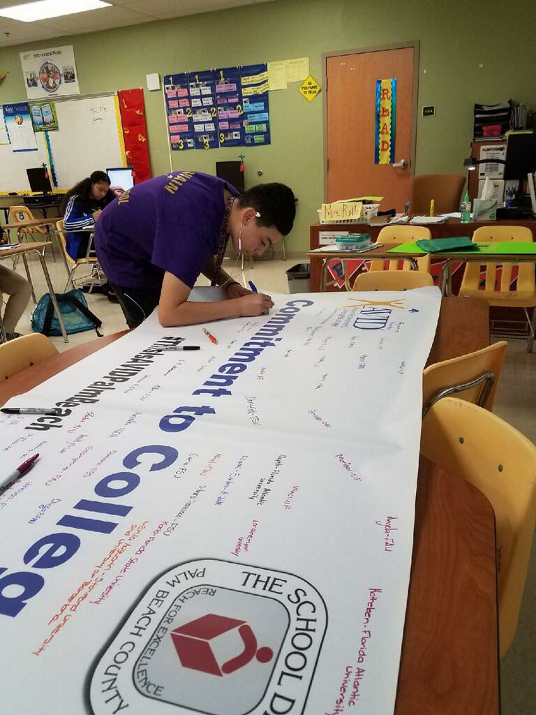 The_Heart_of_It's tweet image. AVID Students Commit to College #AVIDAwarenessWeek #ThisIsAVIDPalmBeach @jamesthomas3601 @MsColleenCarney