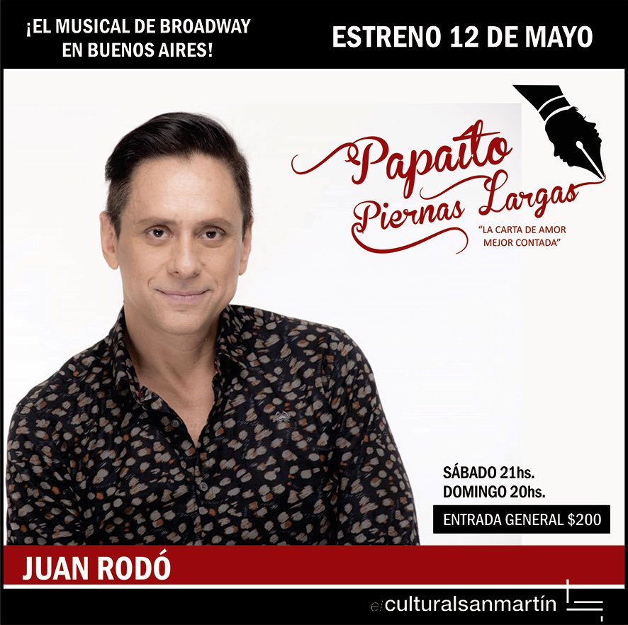 En una semana estrenamos!! Tenés que venir!!!
<a href="/JuanRodoOficial/">Juan Rodo</a> @angiediazcolodrero @strafematias @danaolivieri1 <a href="/santiagorossook/">Santiago Rosso</a> <a href="/janinalevin1/">janilevin</a>   <a href="/julikalik/">Julieta Kalik</a> <a href="/Papaitomusical/">Papaito Piernas Largas, El Musical</a>