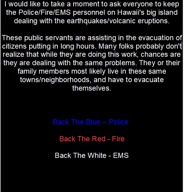 Keith_Hosman's tweet photo. @OfficialLivePD @ivePDFans @LivePDNation #LivePD #LivePDFans #LivePDNation #hawaii #volcano
#BackTheBlue
#BackTheRed
#BackTheWhite https://t.co/7gFHaTyi1i