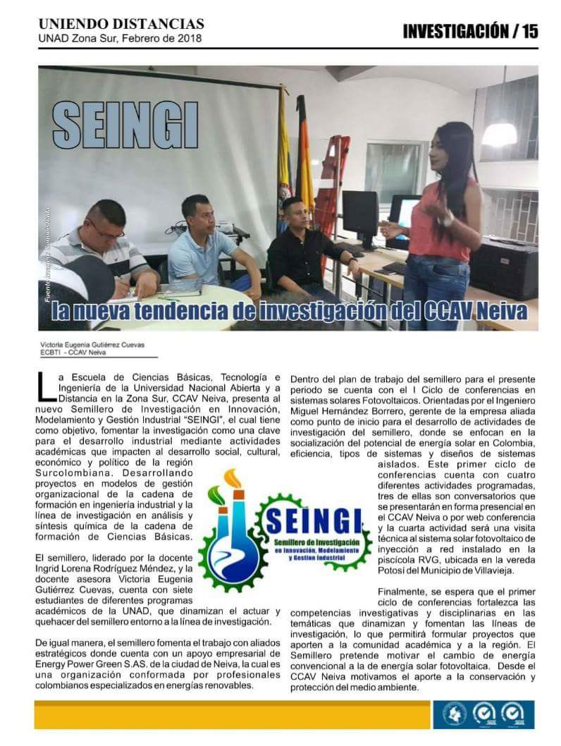 lorome22's tweet photo. SEINGI Presente en la revista uniendo distancias... Muchas gracias a nuestra empresa aliada ENERGY POWER GREEN S.A.S por el apoyo dado en nuestra formación en SSF @EPG_SAS @micaneiva @Paolita_and @UnadccavNeiva @ECBTI_Neiva @AMendezGonza @cienciasunad https://t.co/ovvIiahIsV https://t.co/A0arXMkMF9