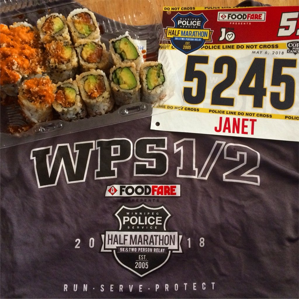 NorthernLove93's tweet image. Ready for tomorrow’s @WPSHalfMarathon -I got my race kit and had sushi for my pre race supper (it’s tradition!) #racekit #WPSHalfMarathon