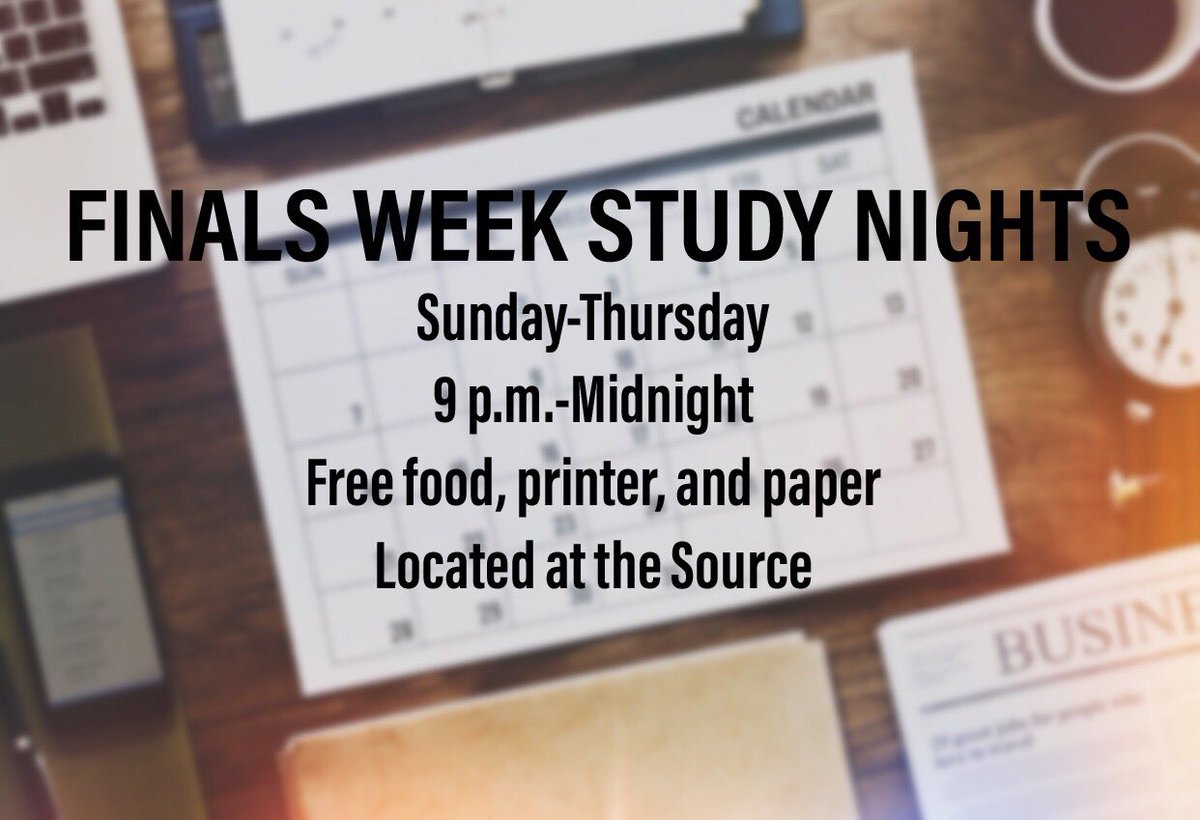 Trinity_ECU's tweet photo. Need a place to study for finals week? Starting tomorrow, the Source (inside the Perfect Blend Coffeehouse) will be open from 9 p.m. until midnight with free food and printing. #TrinityAda https://t.co/o8uYhsrn1x