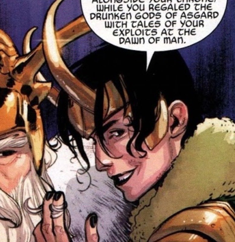 daintyprotag's tweet photo. NO OFFENSE BUT THIS IS THE BEST COMIC DESIGN FOR HIM YET LIKE!!!! THE BLACK LIPSTICK, THE EYELINER, THE SOFT-RATHER-THAN-GREASY-LOOKING HAIR, GO OFF MISS LOKI https://t.co/rnYa5YKp67