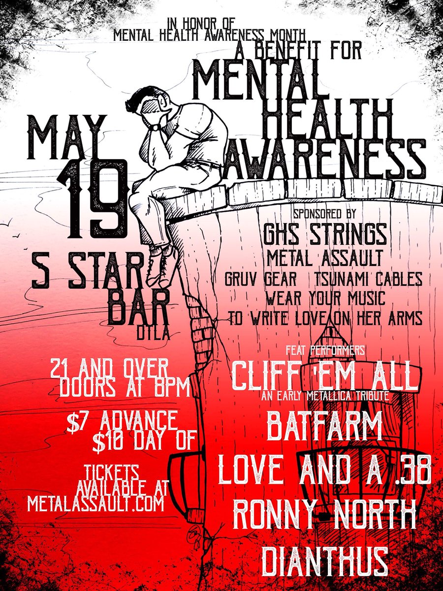 metallicliff's tweet photo. Los Angeles! Help us support #MentalHealthawarnessMonth in 2 weeks with our friends @BatfarmBand, @Loveanda38, @ronnynorth and @dianthusmetal! Tickets available NOW from @metalassaultLA! https://t.co/l4jcgIFK6y