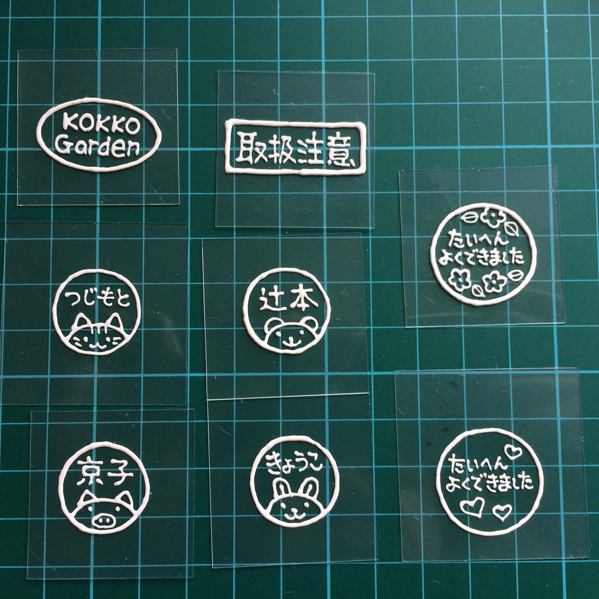 辻本京子 Kokko 粘土とペーパークラフト Kokko Garden 粘土はんこ 文字バージョン 下書きするときに反転させなくてもよいので楽です 粘土 はんこ スタンプ 軽量粘土 ハーティ 木工用ボンド