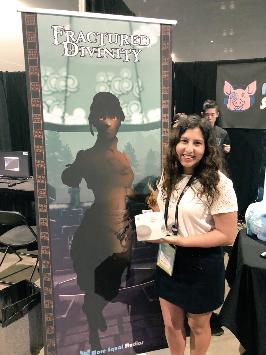 moreequals's tweet image. Congrats to @anna_terzian and @Plasmus_Ang for winning a Google Home Mini! Thanks to the both of you for trying out #FracturedDivinity here at @vrlosangeles!! #VRLA2018 #vr #gaming