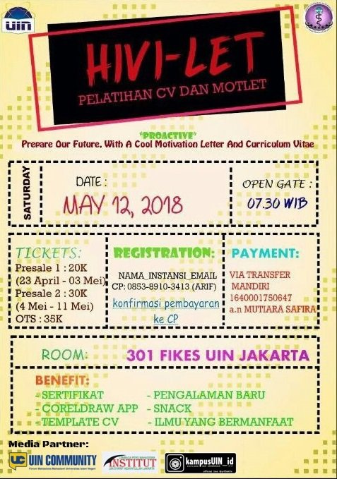 HMPSKesmasUIN's tweet photo. [HIVI-LET]
Yuk Join!!! 

#DepartemenLitbang
#HMPSKM2018
#KabinetUnggul
#SelaraskanAksiKita https://t.co/4BaQV2mTqv