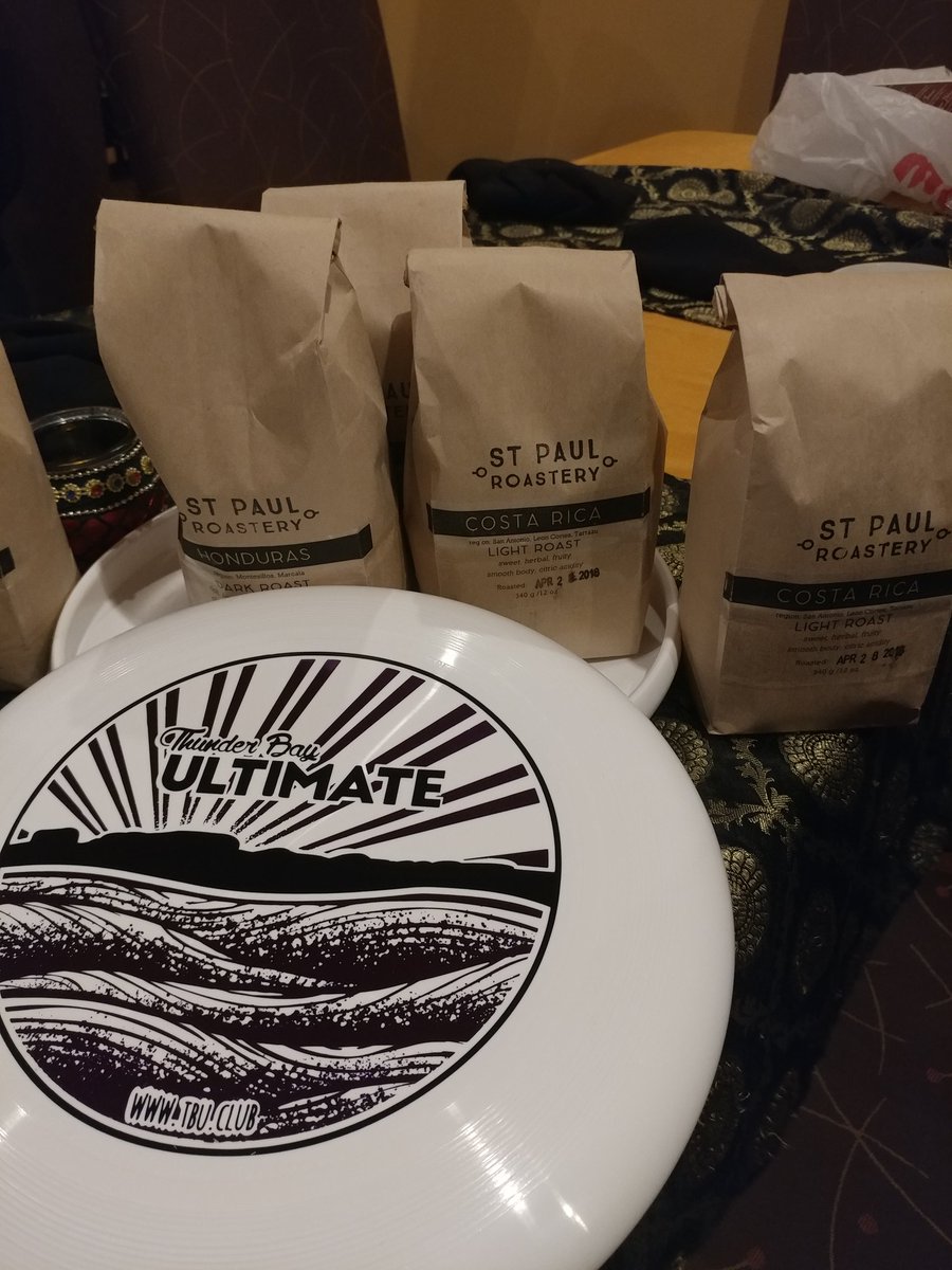 Thank you <a href="/tbayultimate/">Thunder Bay Ultimate</a> for the great time! These gifts will be very much enjoyed! <a href="/StPaulsCoffee/">St. Paul's Coffee</a> <a href="/Johnghassell/">John hassell</a> <a href="/skbobak/">Sarah Bobak</a> <a href="/shawn_j_chua/">Shawn Chua</a>
