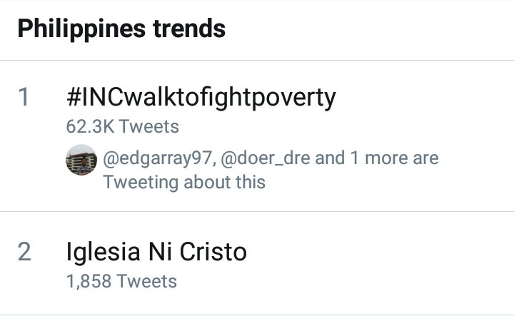 CindyHarvard's tweet photo. We in ADN congratulates all the members of the Iglesia Ni Cristo for a succesful event. God bless you all.
#INCwalktofightpoverty https://t.co/vqzqKEGmMk
