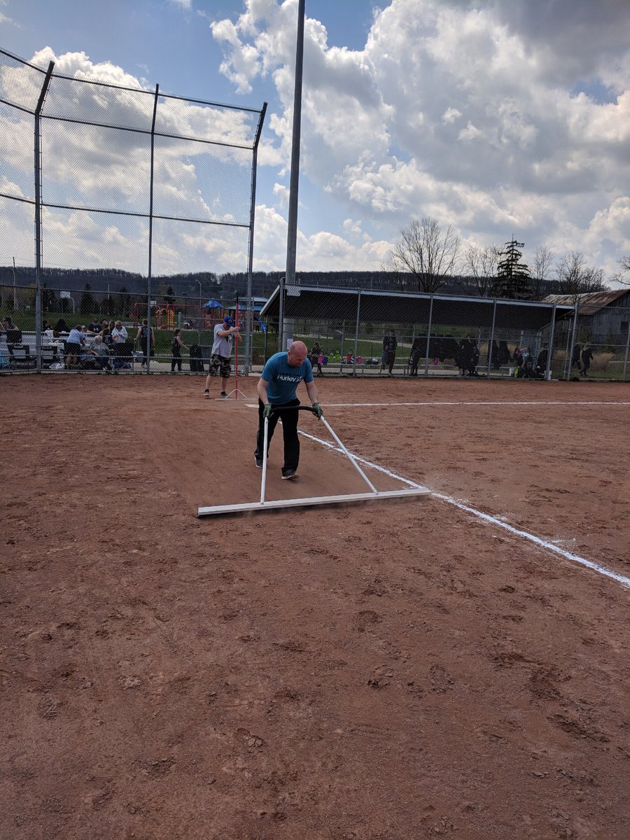 MiltonBats06's tweet photo. Of course today’s games wouldn’t be possible without the hard work of our head groundskeeper, Craig, and his apprentice, Steve. Great work guys. #FearTheBats https://t.co/WvGQaR5yS1