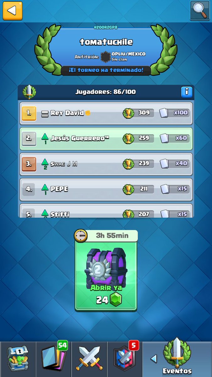 JesusGro51's tweet photo. Gracias por el torneo mi @OPLIUCLASHROYAL. 2do lugar nada mal ✌ https://t.co/T5OmtLZFsE