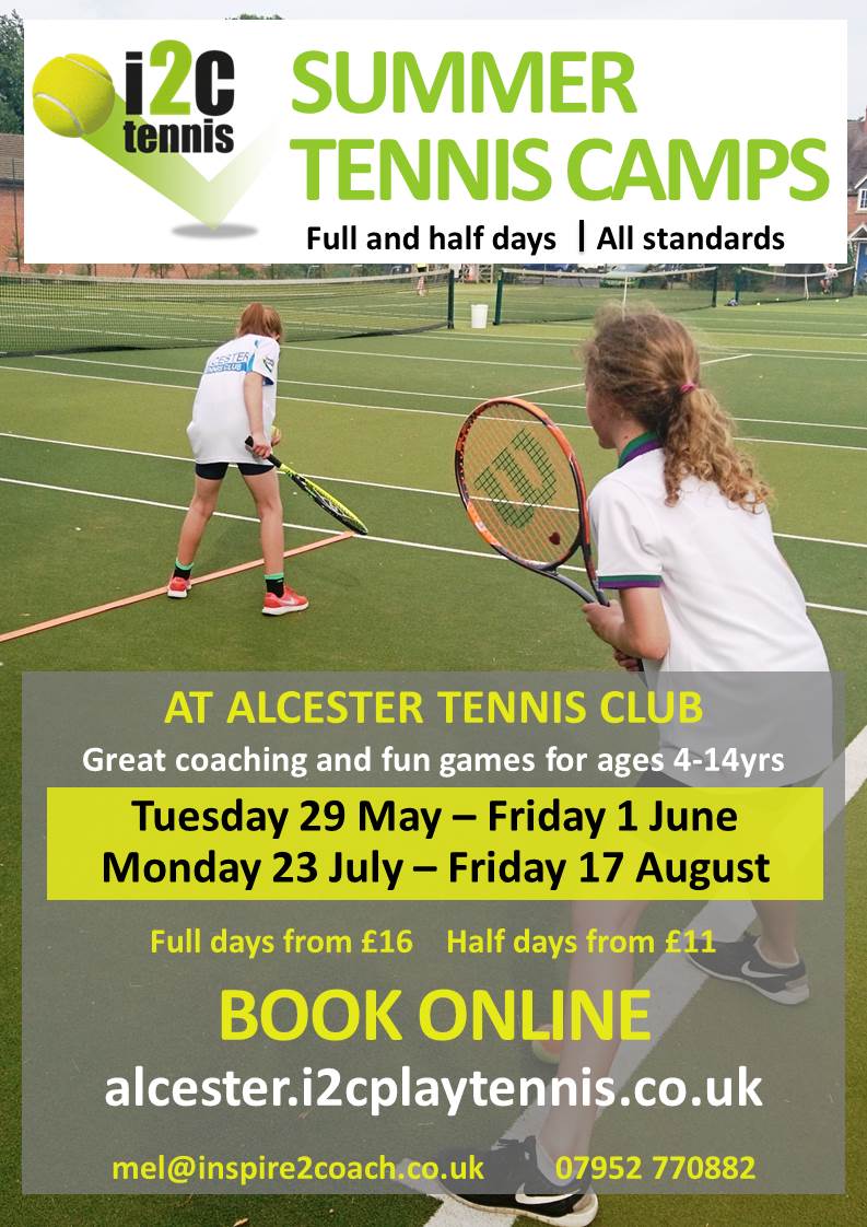 alcestertennis's tweet photo. With summer finally here why not book your kids into our fabulous @i2cClubs summer camps - running May half term and through the summer holidays.  Discounts available now https://t.co/Bg9kc7ZKvw
@MidsTennis @WarwickshireLTA @AlcesterStNics @AlcesterNews @AlcesterChron @ags_pe https://t.co/sSYY1FAFtI