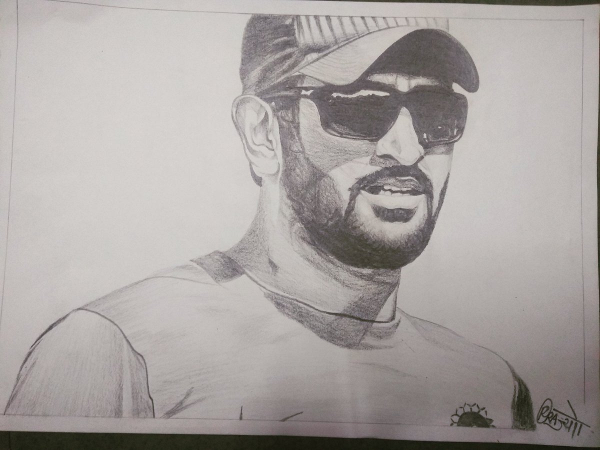 DugadPrajyot's tweet photo. @SaakshiSRawat Ma'am i have made this sketch for dhoni sir. I am dieheart fan of dhonii. I want to gift this sketch to you❤️ how can i send it to you? https://t.co/61MvzMoEnT