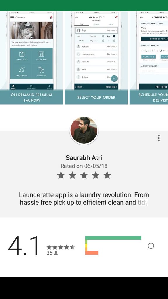 saurabhatri's tweet photo. @LaunderetteApp Hi team, here’s the screenshot of my review and rating!! https://t.co/6encPWIiYp