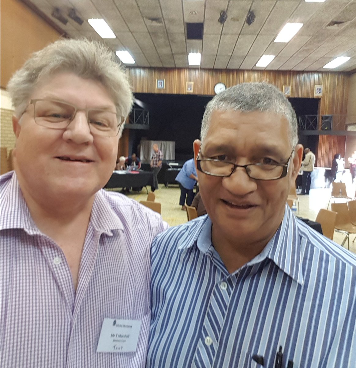TonyMarshallOM's tweet photo. Delighted to meet again retired circuit manager, legendary facilitator and fun lecturer at #NAPTOSA management and governance training sessions this weekend. How many facilitators can make policy assessment a fun treasure hunt? Jimmy does, making it memorable! #HalalaNAPTOSA https://t.co/KVwhDBdEL8