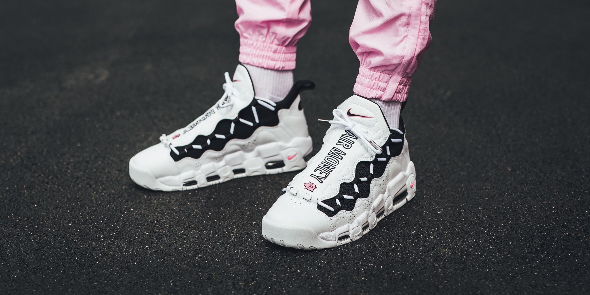 Air more money white black coral chalk discount