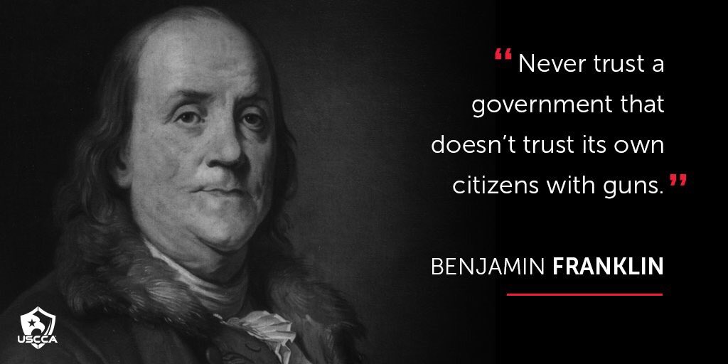 nizmycuba's tweet photo. “Never trust a government that doesn’t trust its own citizens with guns.” - Benjamin Franklin🇺🇸 
"Nunca confíes en un gobierno que no confía que sus propios ciudadanos tengan armas." | Soy testigo de las pésimas consecuencias cuando un gobierno desarma a un pueblo. #nizmy #cuba https://t.co/DoqNgBtMTL