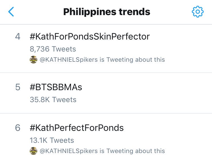 OfficialKBB's tweet photo. When our two hashtags for @PondsPH are both trending! THANK YOU GUYS! ❤️ 

Btw, #KathForPondsSkinPerfector is our NEW OFFICIAL HASHTAG! 🌸 https://t.co/mXLIrFPUfT